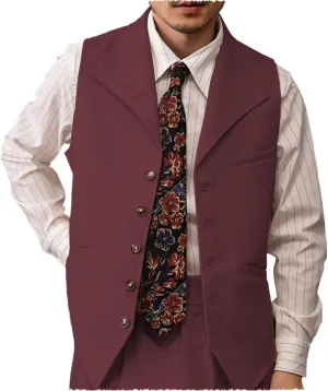 Men's Linen Vintage Vest Dress Suit Vest Formal Beach Wedding Retro Lightweight Waistcoat