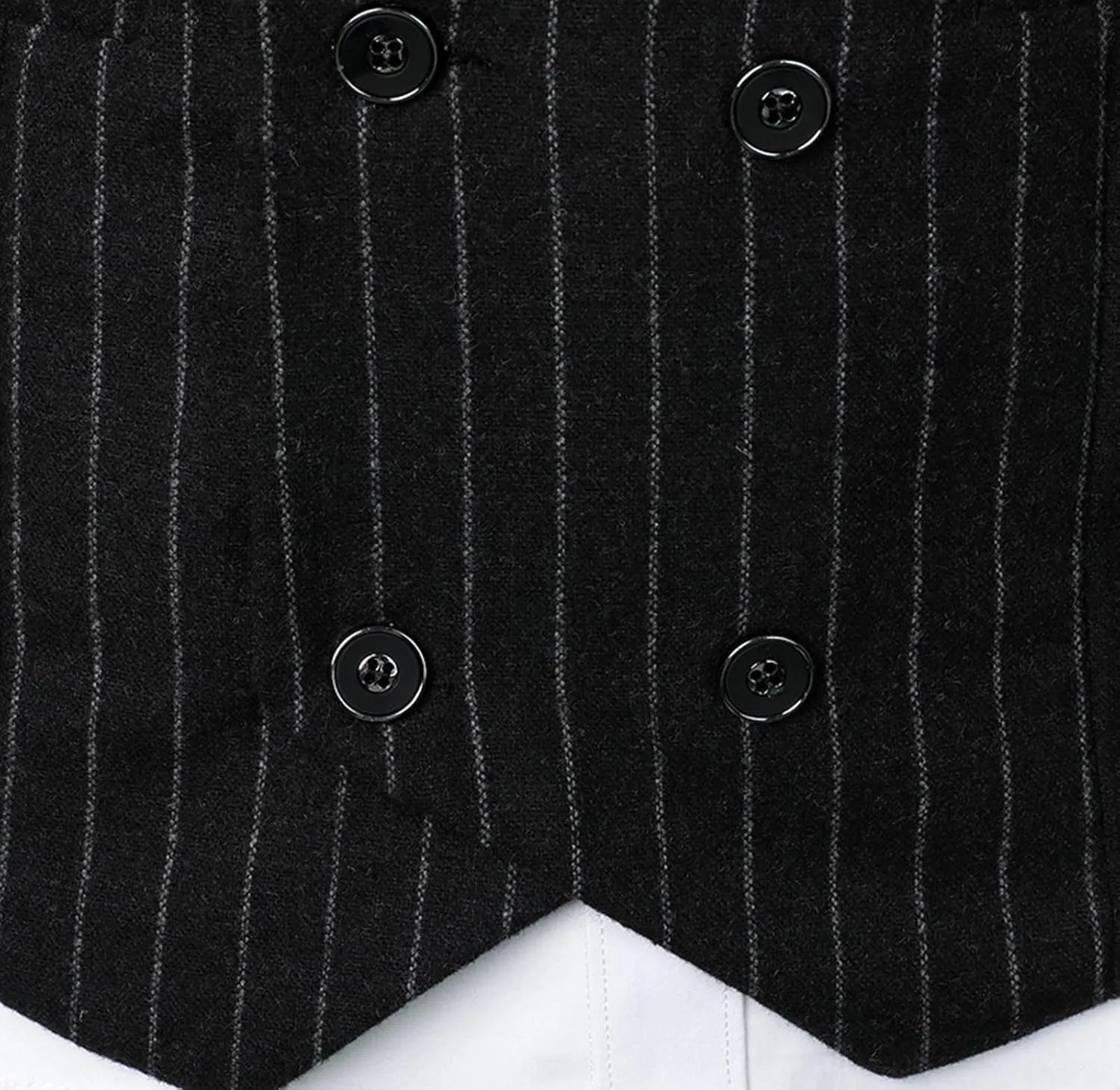 Mens Pinstripe Business Suit Vest Slim Fit Formal Dress Tuxedo Waistcoat Double-Breasted Stripes Wedding Dress Vest