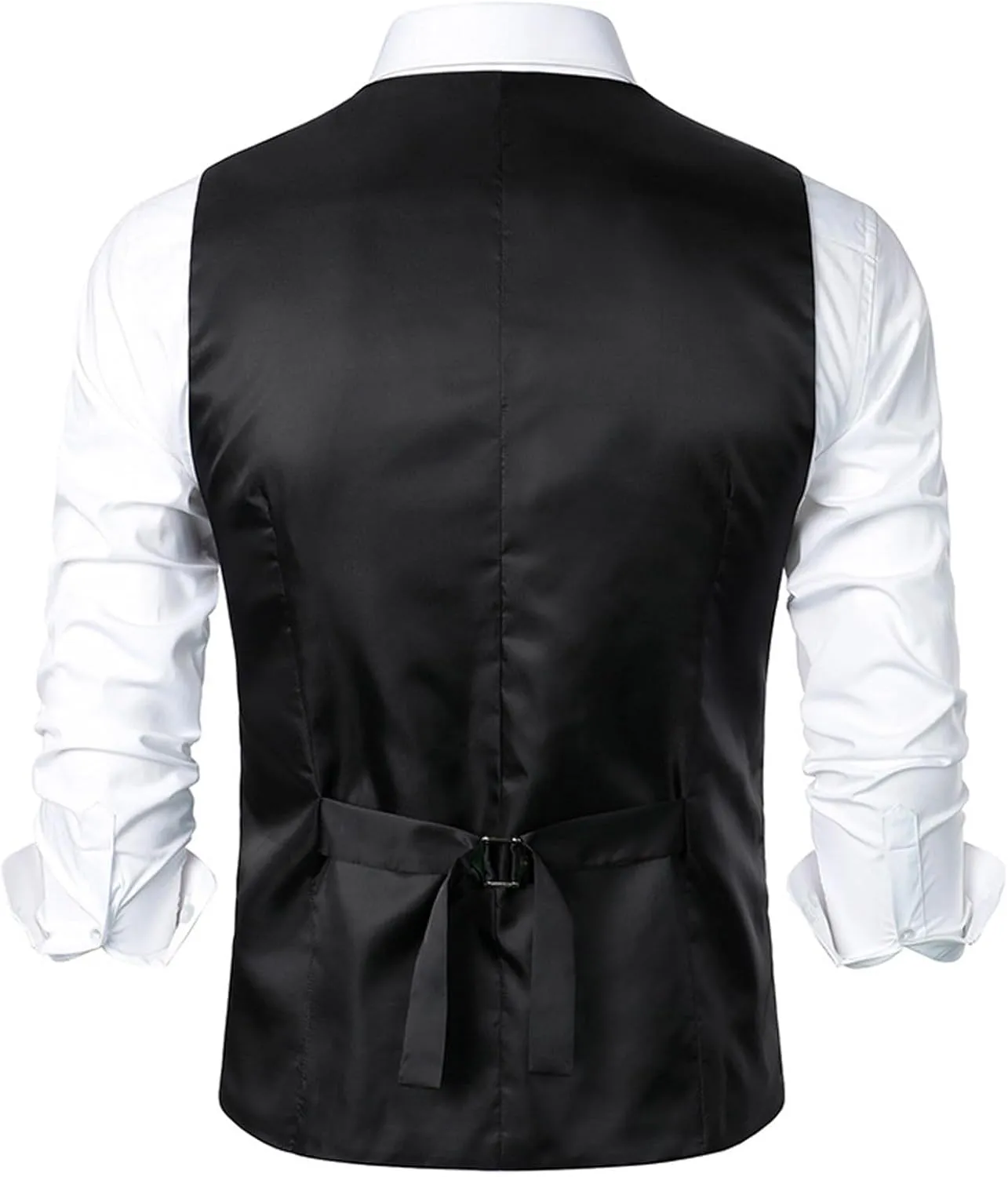 Mens Pinstripe Business Suit Vest Slim Fit Formal Dress Tuxedo Waistcoat Double-Breasted Stripes Wedding Dress Vest