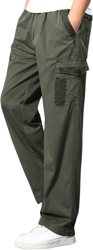 Mens Sweatpants with Pockets Big and Tall Pants Casual Color Solid Men's Trousers Leggings Multi-Pocket Pants Tooling
