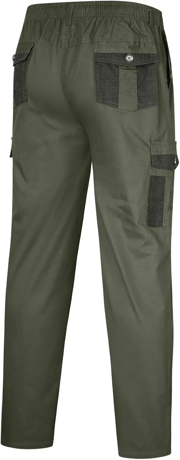 Mens Sweatpants with Pockets Big and Tall Pants Casual Color Solid Men's Trousers Leggings Multi-Pocket Pants Tooling