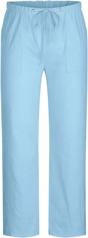 Muscularfit Mens Linen Pants Casual Elastic Waist Solid Straight Legs Big and Tall Drawstring Trousers Loose Fit Work Pant