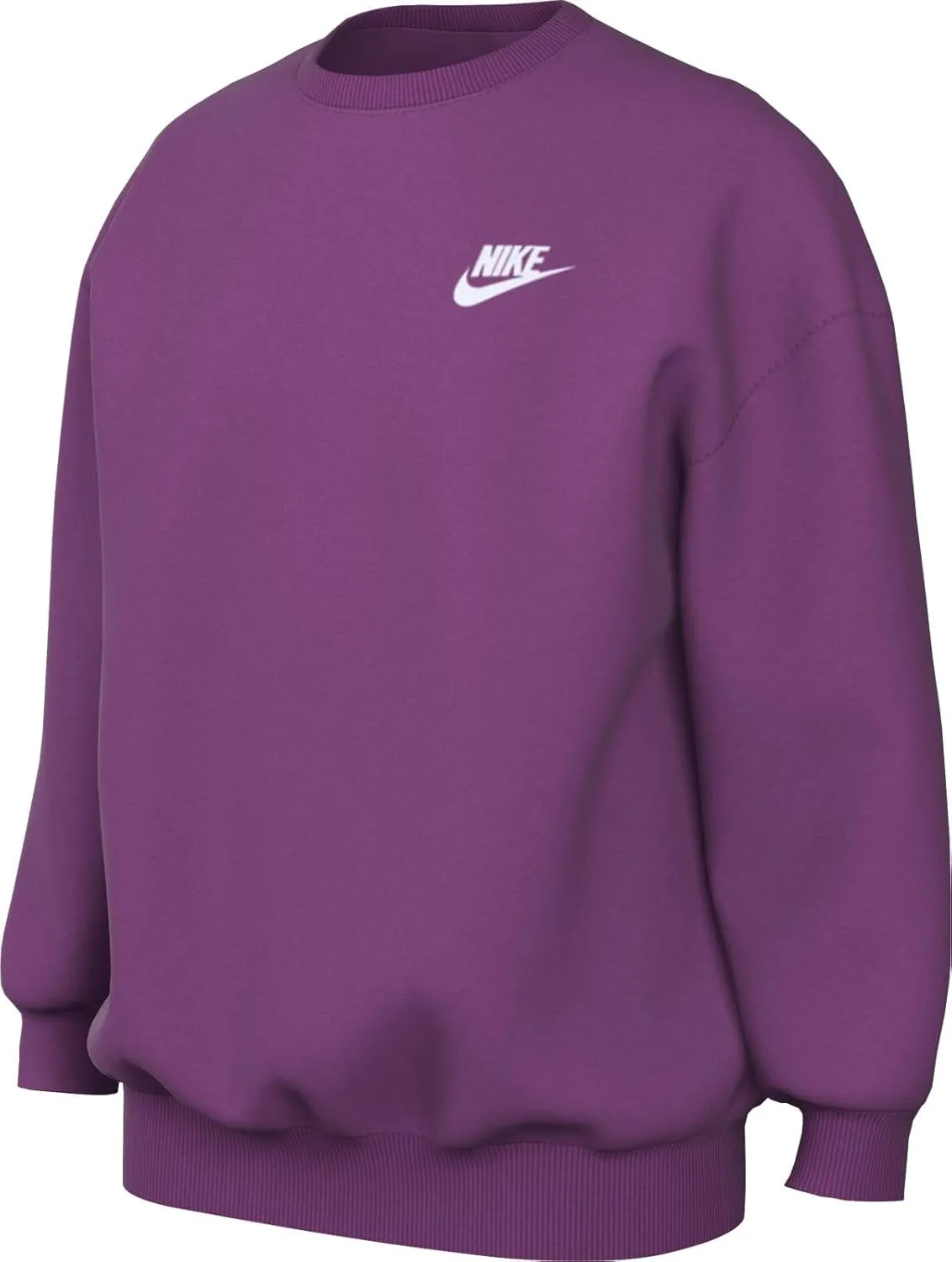 Nike Sportswear Club Fleece Big Kids' (Girls') Oversized Sweatshirt (FD2923-518, Hot Fuchsia/White)