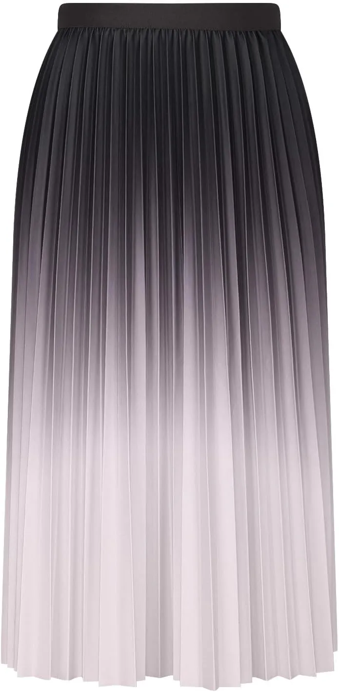 Ombre Pleated Midi Skirt for Women Gradient High Waist Flowing A Line Skirts Fashion Spring Summer Dress