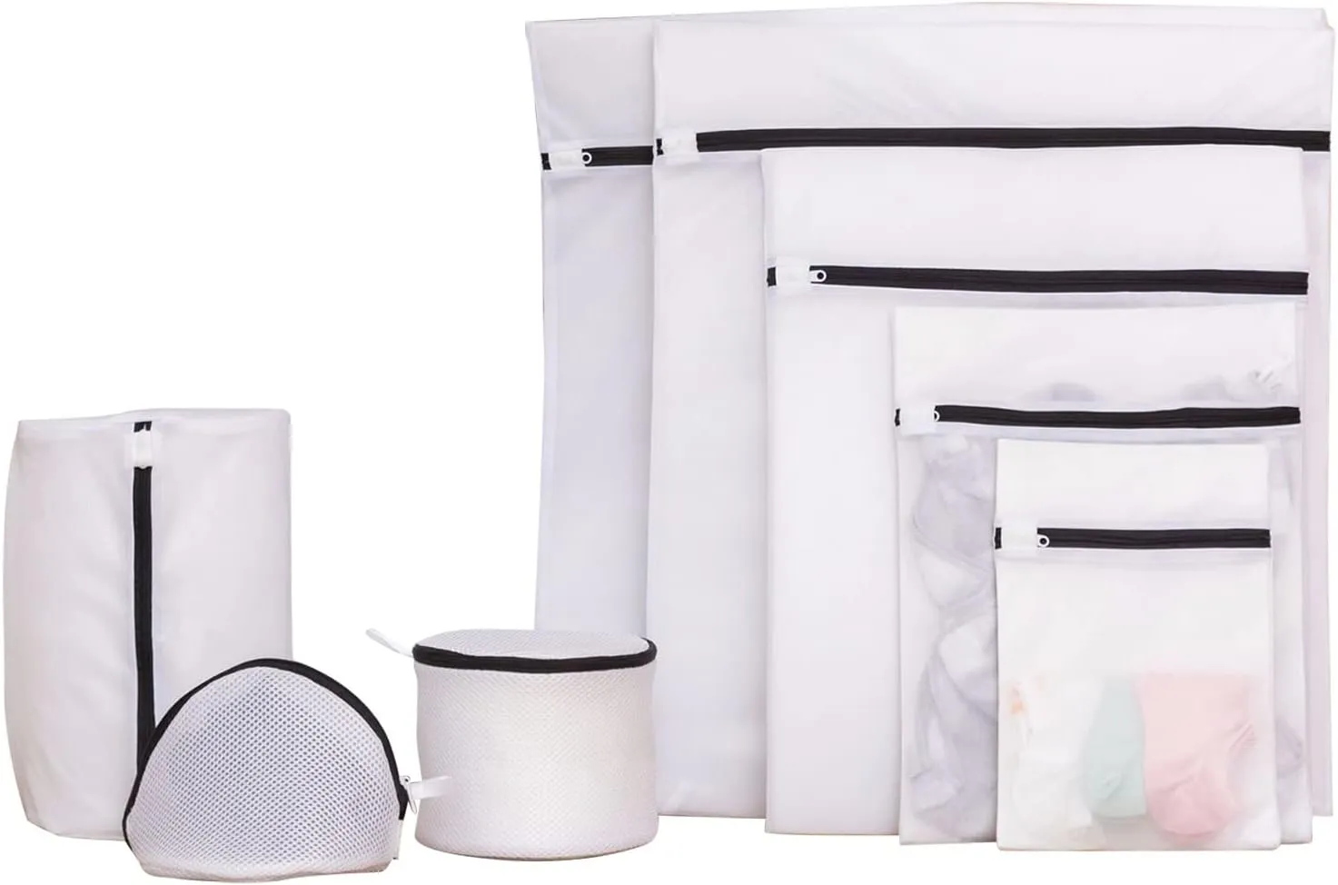 Pilipane Set of 8 Mesh Laundry Bags,Travel Wash Bag with Zipper,Dirty Clothes Storage Organize Bag,Durable Clothing Washing Bags for Blouse, Hosiery, Stocking, Underwear, Bra Lingerie
