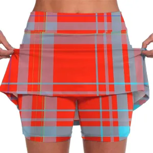 Plaid Tennis Skort for Women Colorblock Gym Athletic Running Golf Mini Skirts Plus Size Summer Casual Sports Workout Shorts