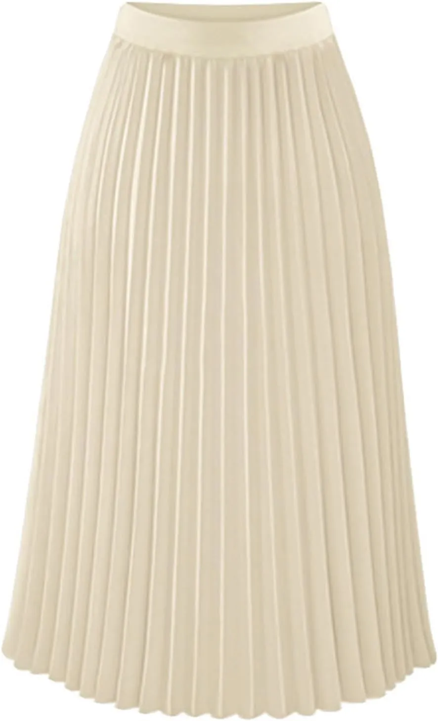 Pleated Midi Skirts for Women, High Waisted Chiffon Flare Casual Skirt Summer Long Skirts Flowy Shirring Skirts