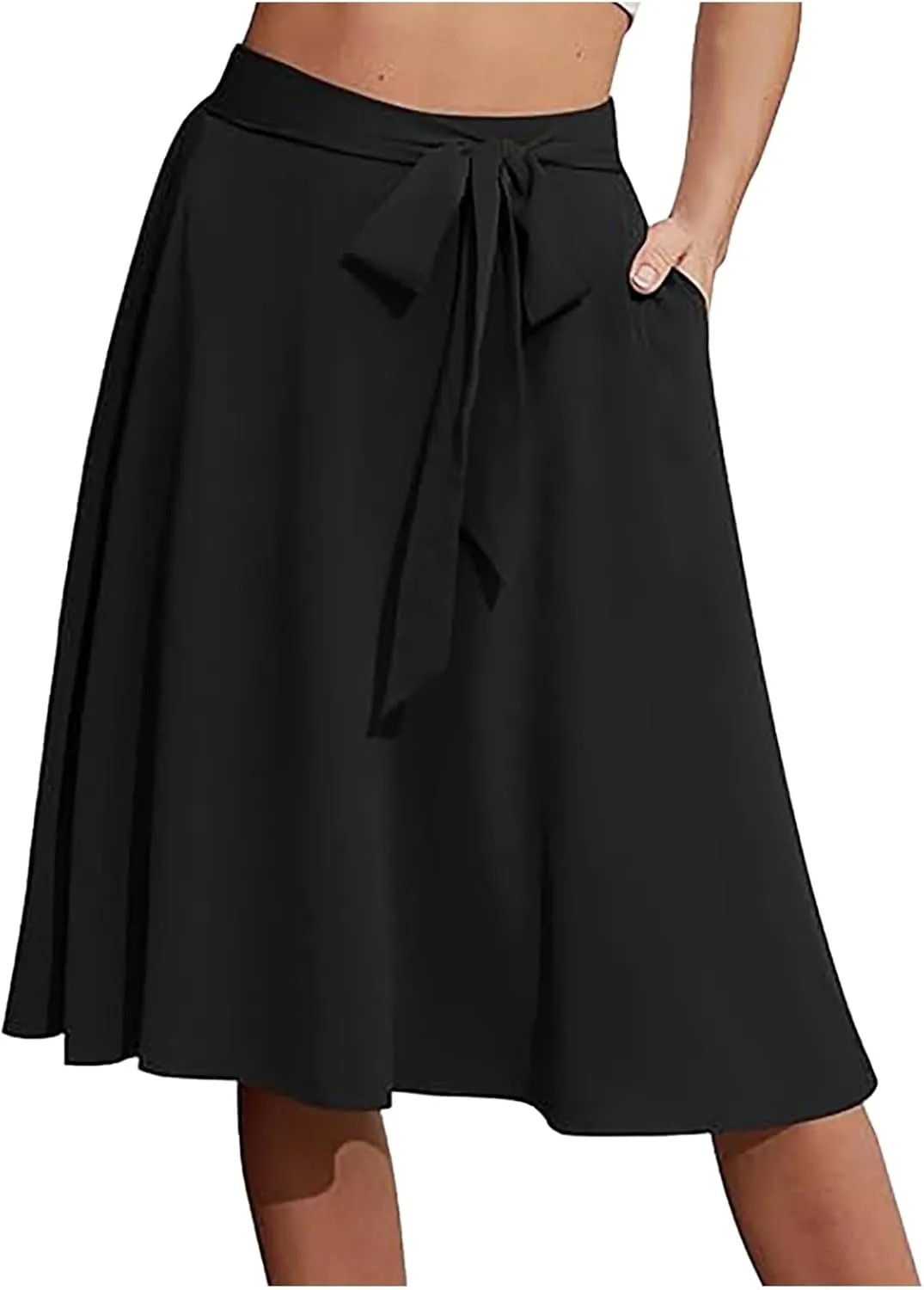 Pleated Skirts for Women Women's A Line Pockets Skirt High Waist Flared Midi Skirts
