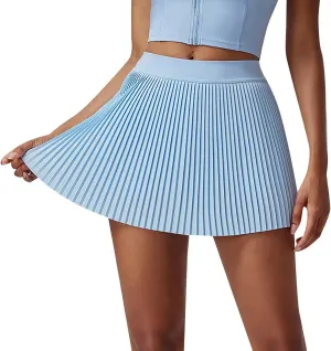 Pleated Tennis Skirts for Women High Waisted Athletic Skorts with Pockets Tummy Control Golf Skirt Flowy Skort 2025