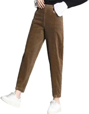 Plush Thickened Casual Pants for Women Corduroy Pants Warm Pants high Waist Solid Color Pencil Trousers Autumn and Winter