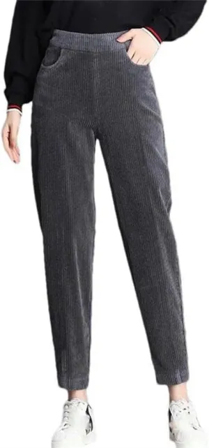 Plush Thickened Casual Pants for Women Corduroy Pants Warm Pants high Waist Solid Color Pencil Trousers Autumn and Winter