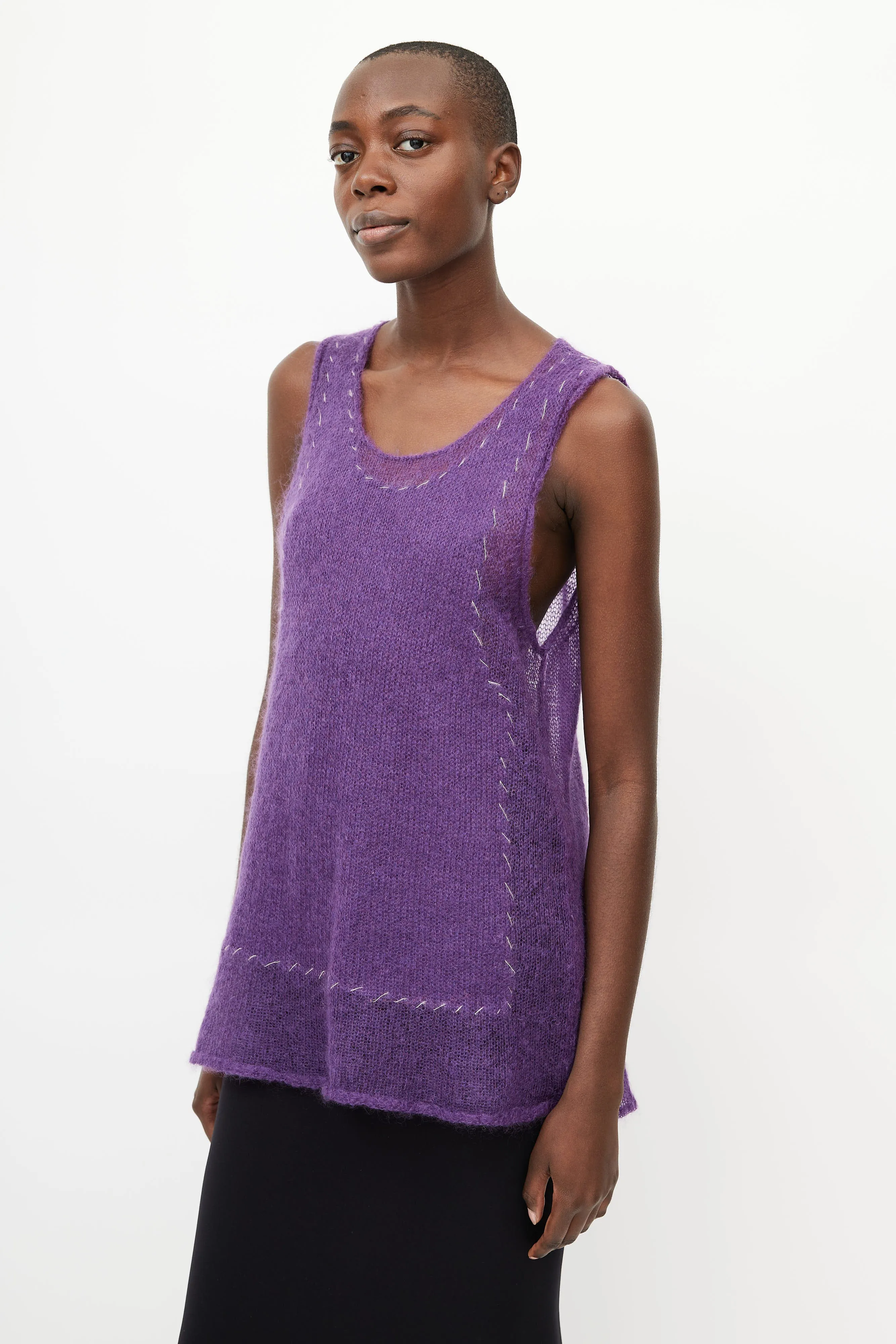 Purple Mohair Knit Vest