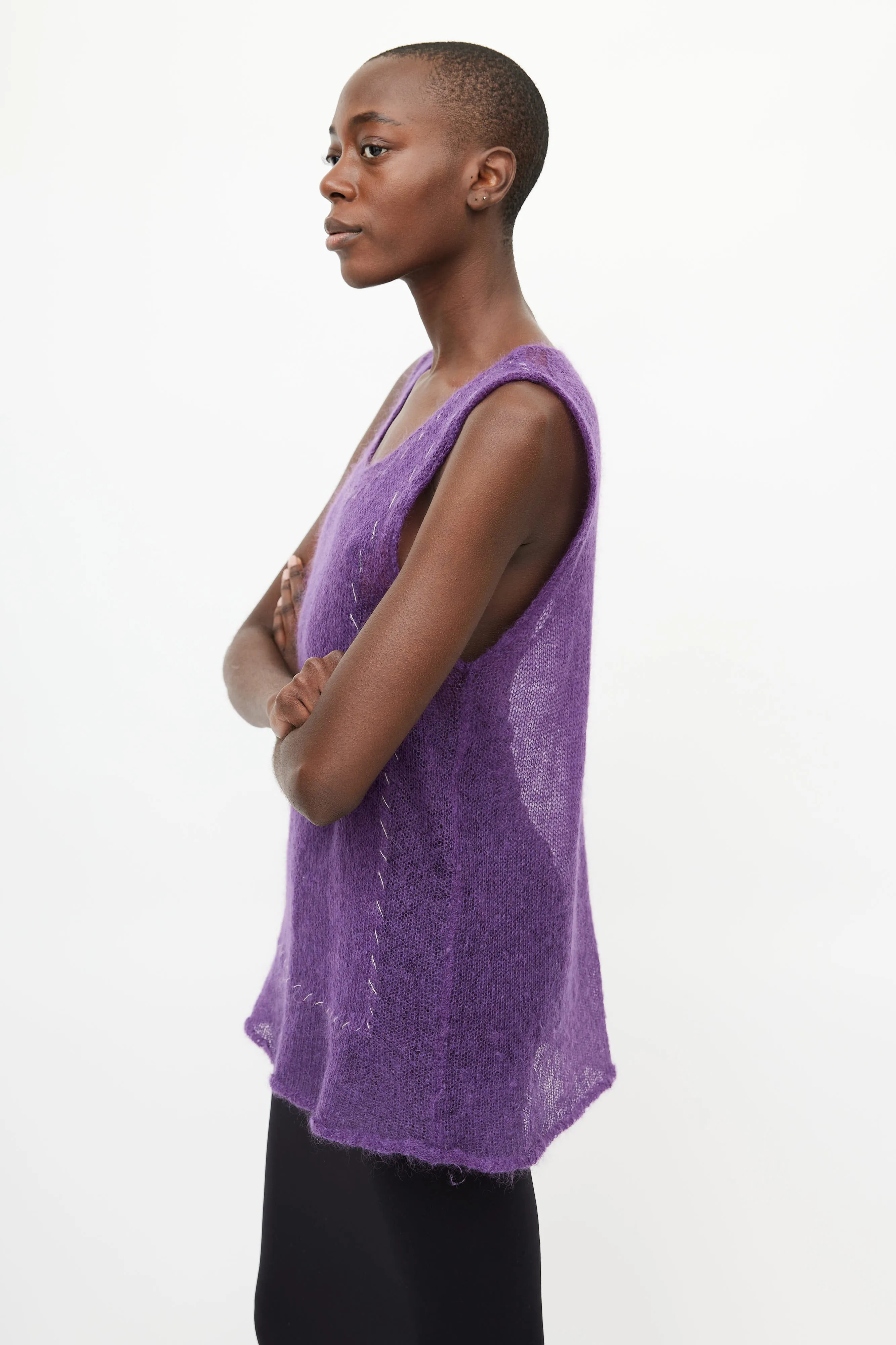 Purple Mohair Knit Vest
