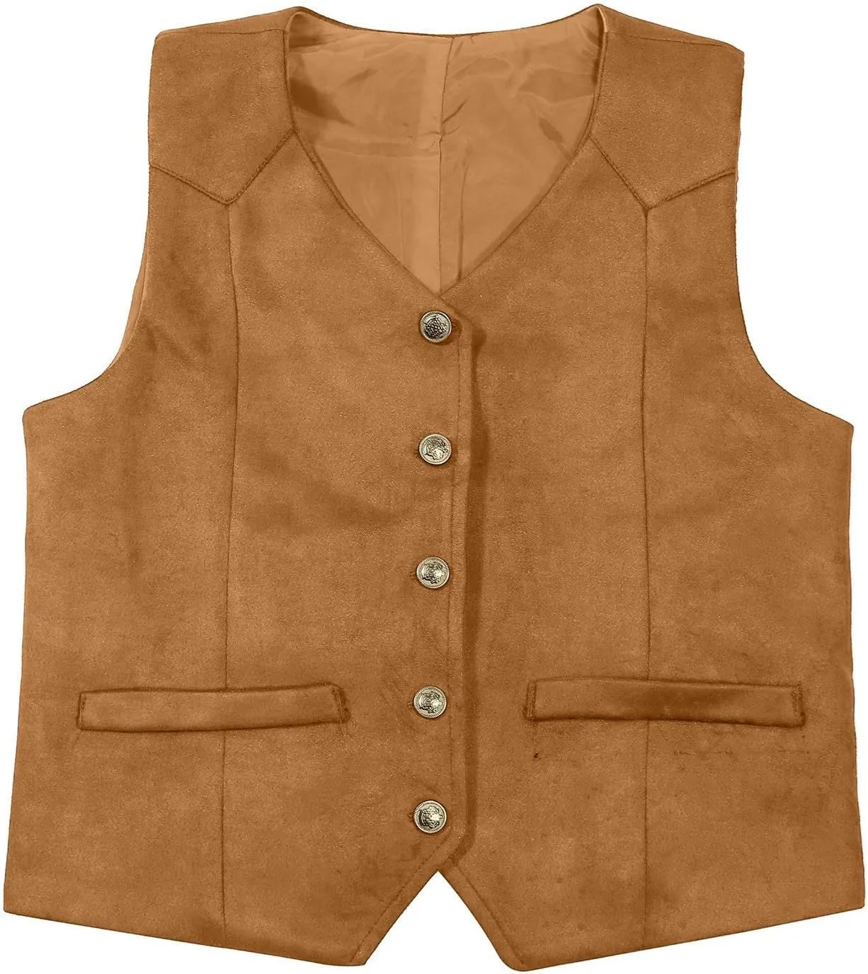 Retro Boys Cowboy Vest Vintage Faux Suede Leather Costume Style Outerwear Suits Western Sleeveless Casual Slim Fit Waistcoats