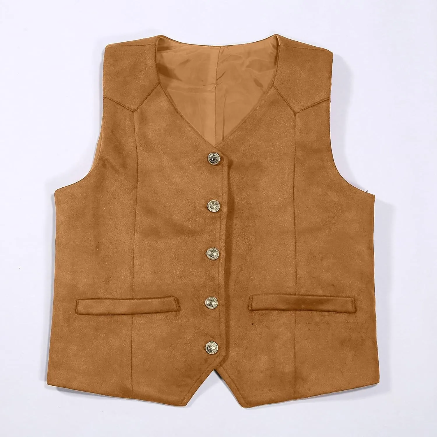 Retro Boys Cowboy Vest Vintage Faux Suede Leather Costume Style Outerwear Suits Western Sleeveless Casual Slim Fit Waistcoats