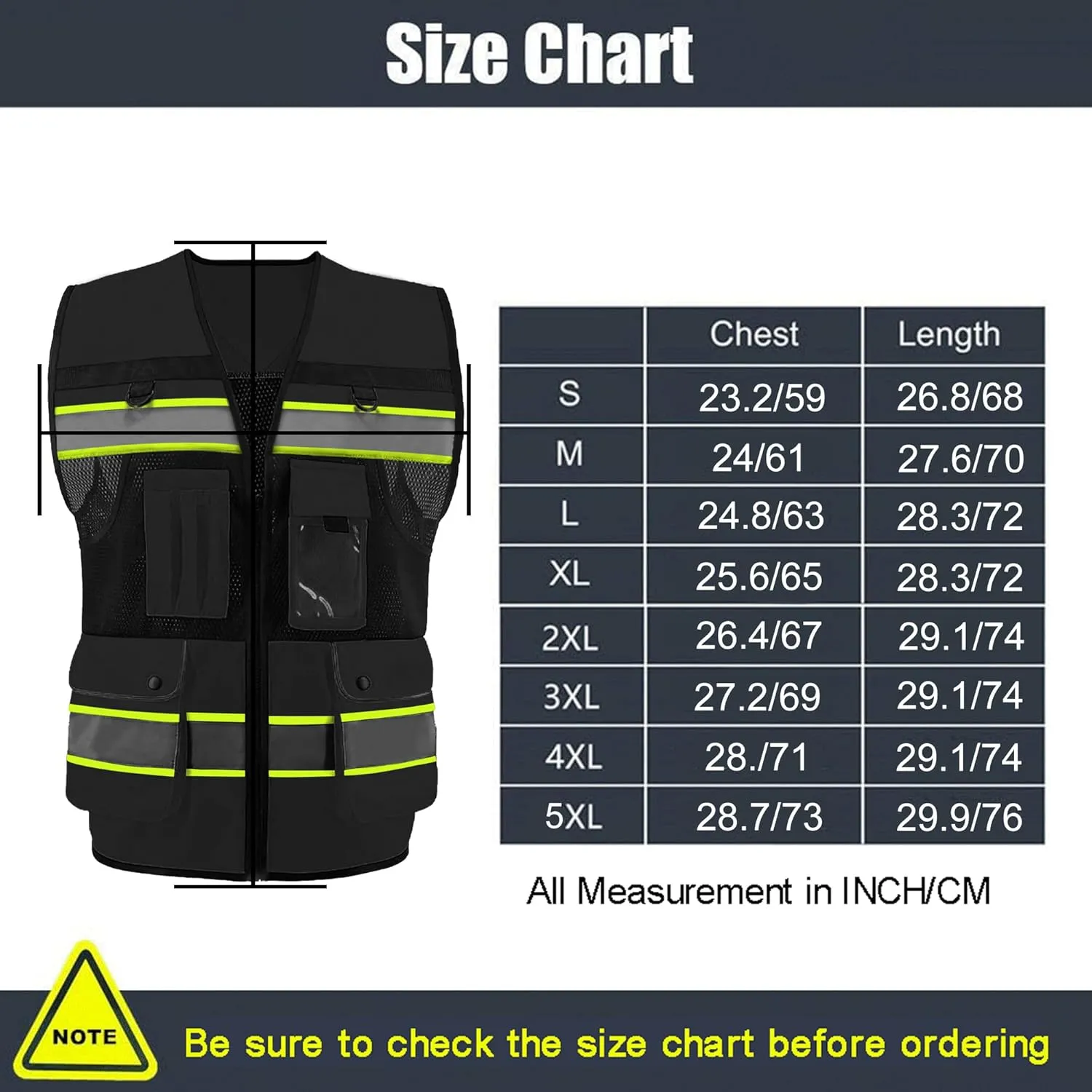 Safety Vest High Visibility Reflective Construction Vest