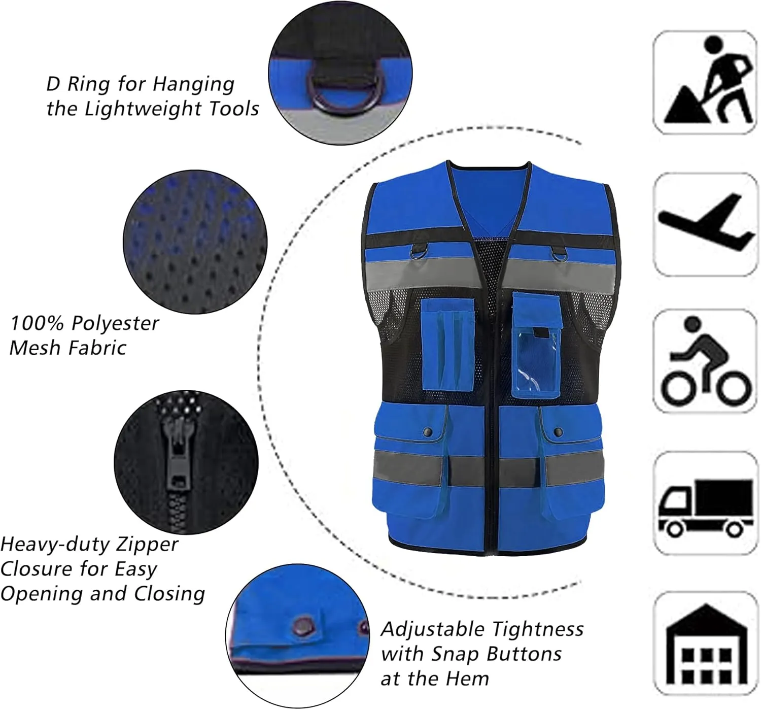 Safety Vest High Visibility Reflective Construction Vest