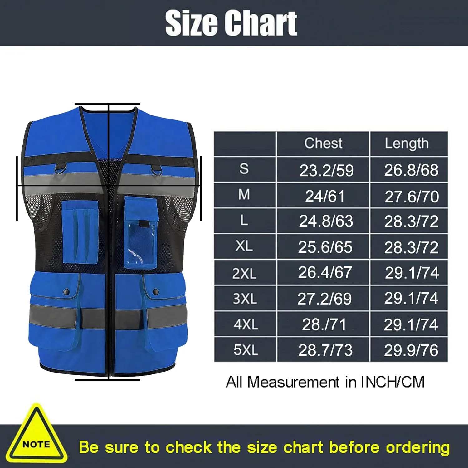 Safety Vest High Visibility Reflective Construction Vest