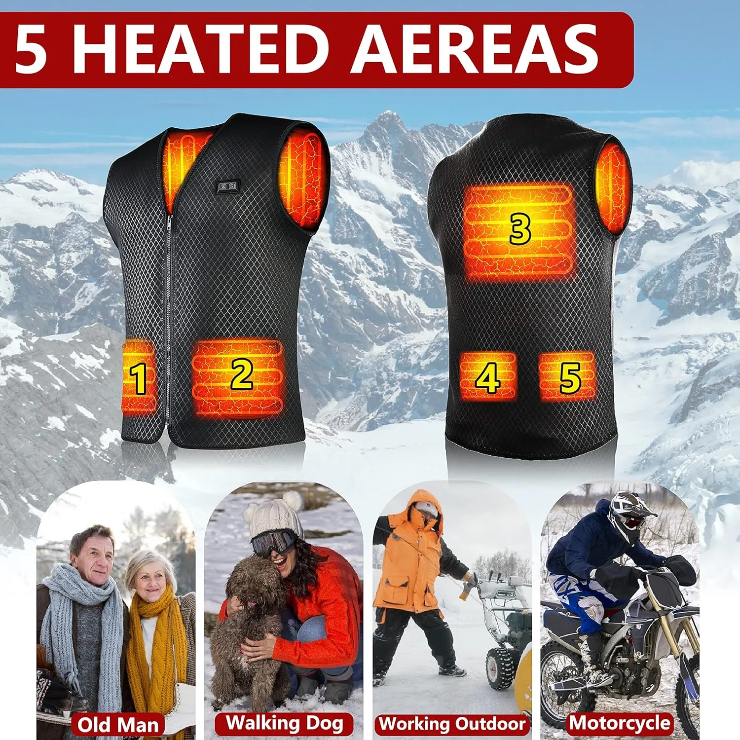 SHAALEK Heated Vest for Men Women - with 10000mAH Battery Winter Heated Jackets, Double Control for Hunting