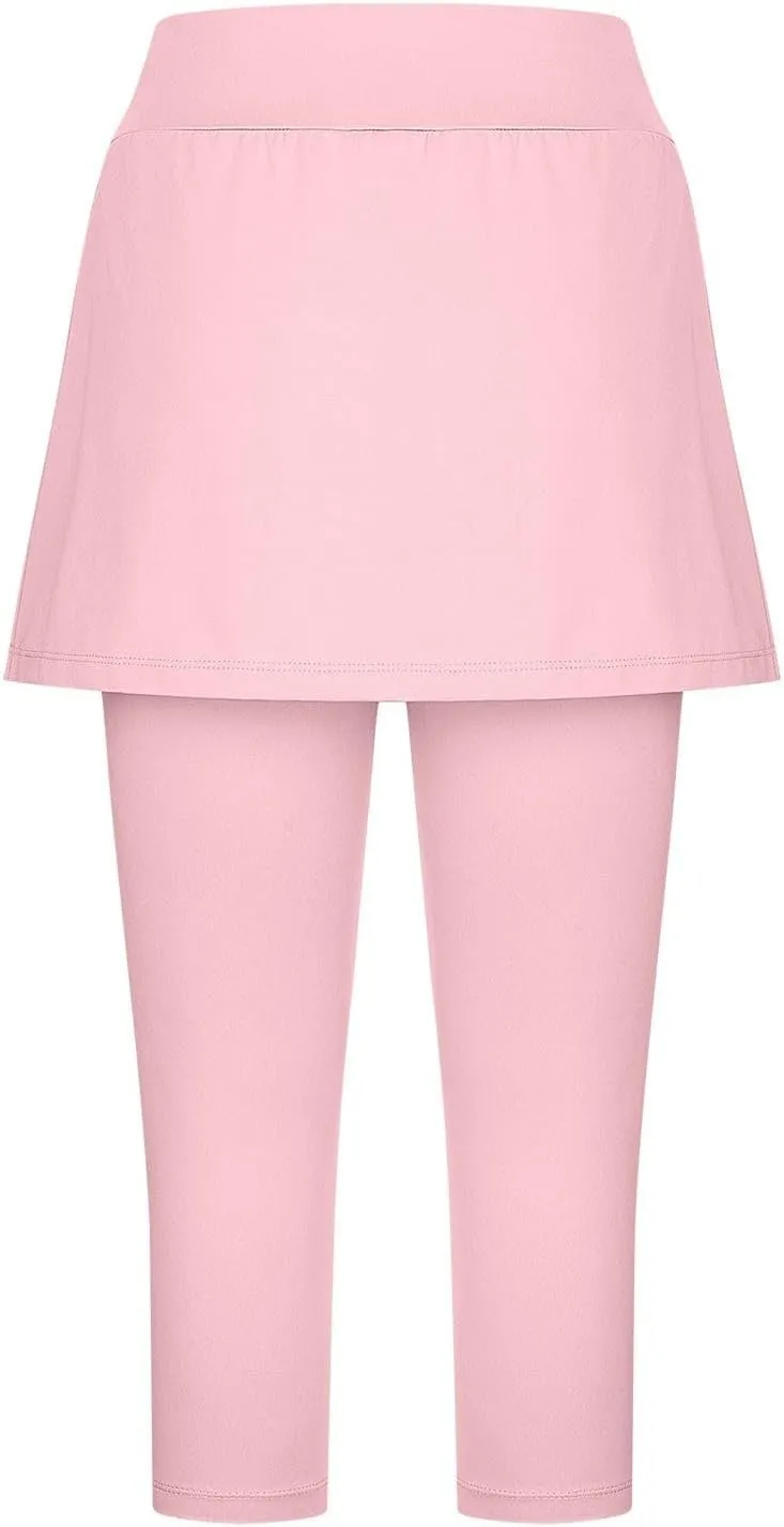 Skirted Legging for Women Cheerleading Tennis Pickleball Golf Skorts Stretchy Soft Capris Athletic Skirt with Leggings