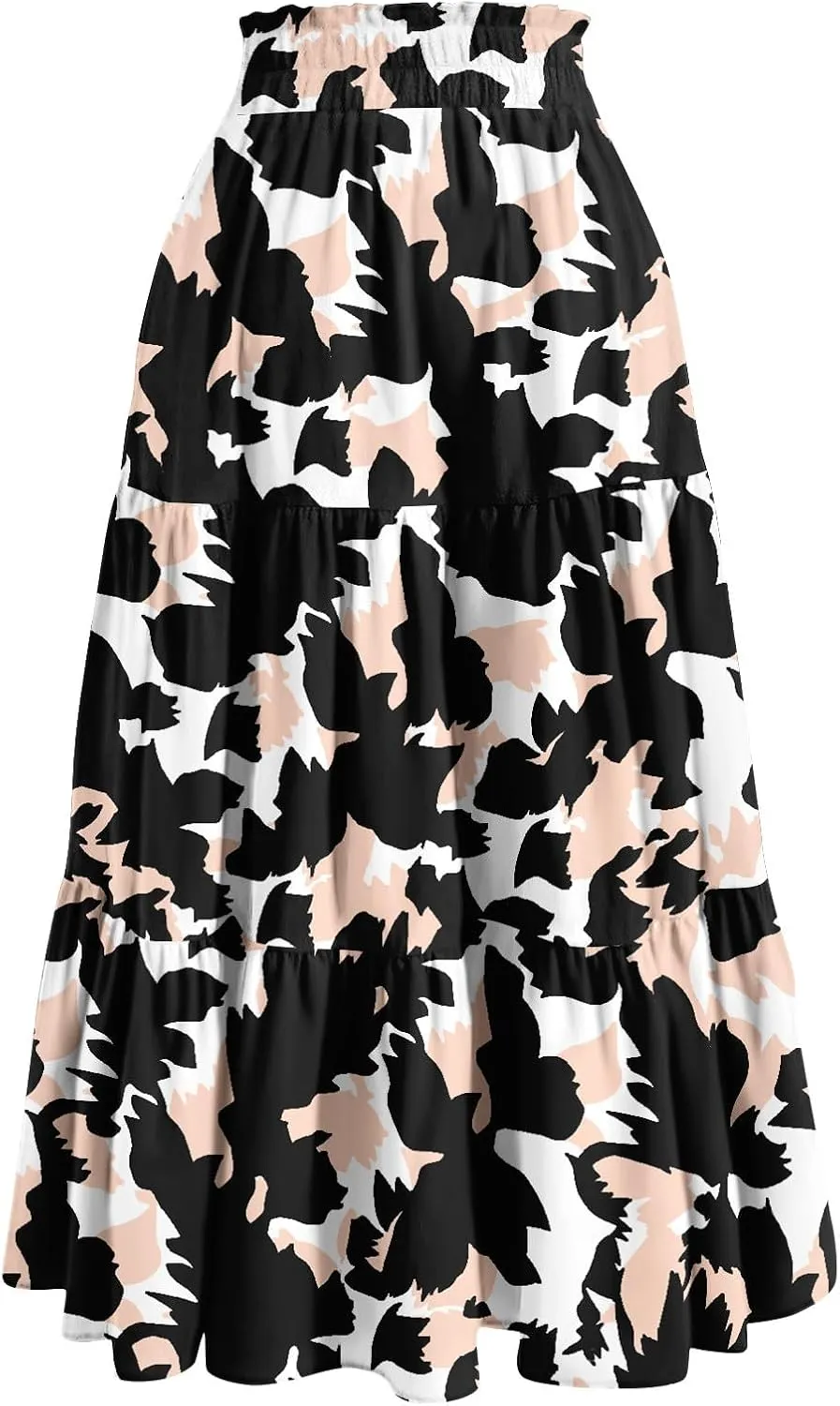 Skirts for Women Summer Tiered Elastic High Waisted Floral Skirt Vacation A Line Drawstring Flowy Long Skirts
