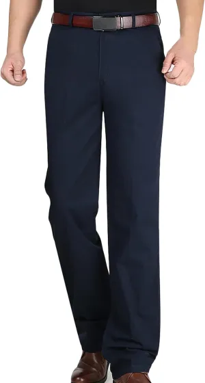 Slim Fit Dress Pants for Men 2023 Fashion Causal Flat Front Solid Straight Legs Regular Fit Buckle Zipper Trouser