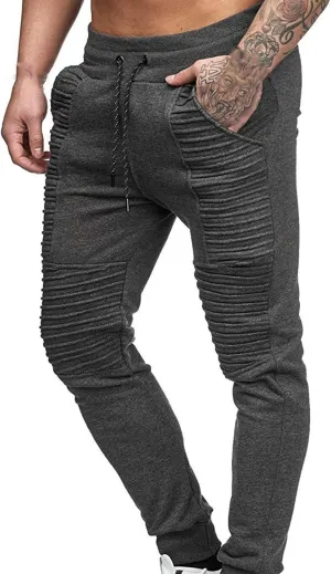 Spring and Summer Pants for Men 2023 Hip-Hop Drawstring Elastic Waist Skinny-Fit Slacks Tapered Ripped Trousers