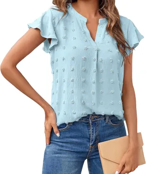Spring Tops for Women 2024,Short Sleeve Textured Tops Crewneck Knit Solid Loose Casual Basic T Shirts Tee Blouse