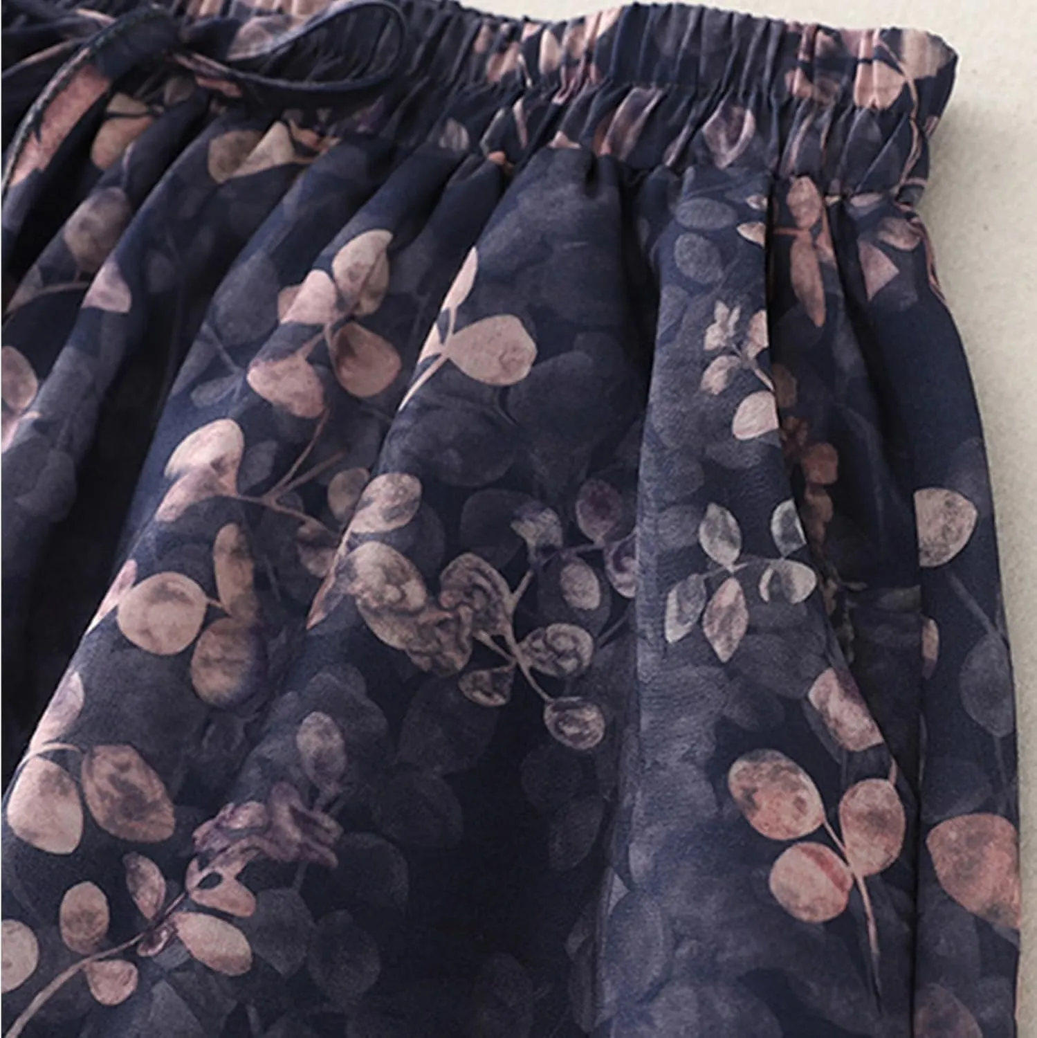 Summer Boho Floral Midi Skirt for Women Elastic Waist Flowy Vacation A-Line Skirts Casual Lightweight Beach Skirt