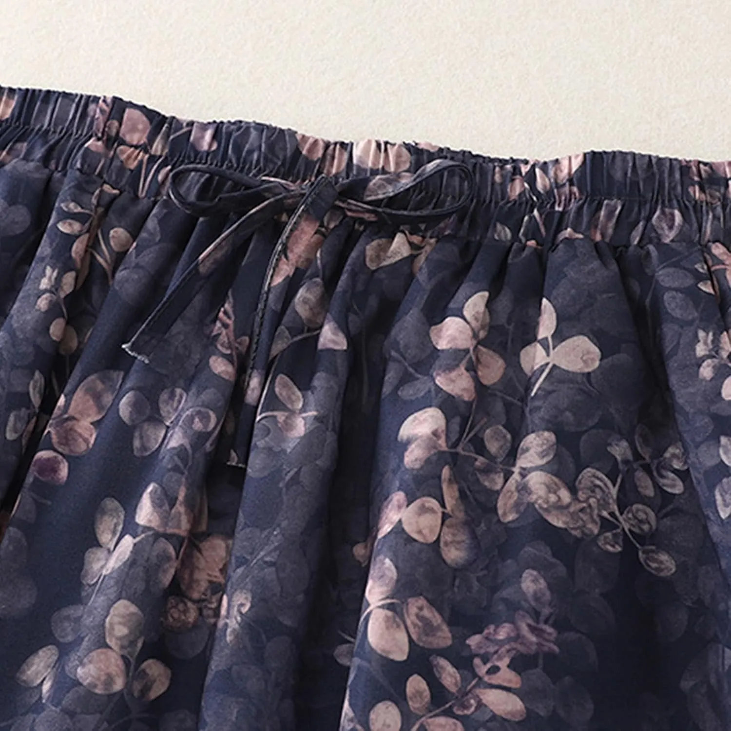 Summer Boho Floral Midi Skirt for Women Elastic Waist Flowy Vacation A-Line Skirts Casual Lightweight Beach Skirt