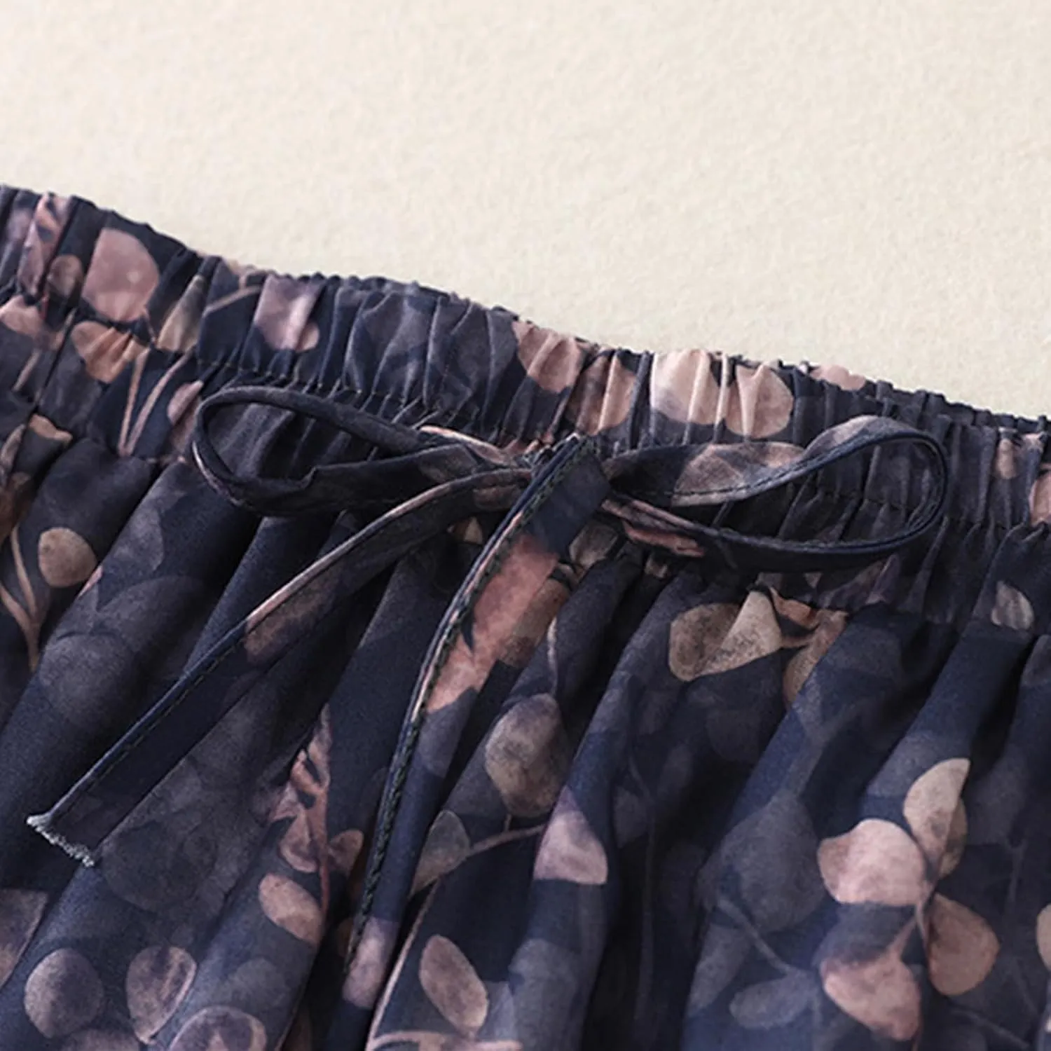 Summer Boho Floral Midi Skirt for Women Elastic Waist Flowy Vacation A-Line Skirts Casual Lightweight Beach Skirt