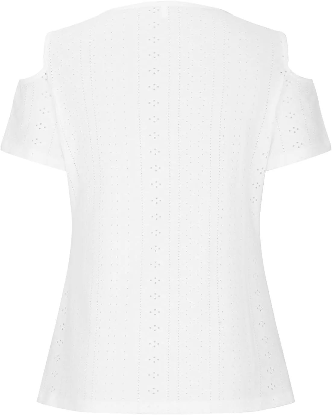 Summer Shirts for Women 2025 Casual Cold Shoulder Short Sleeve Eyelet Tops Loose v Neck Tunic Blouses Trendy
