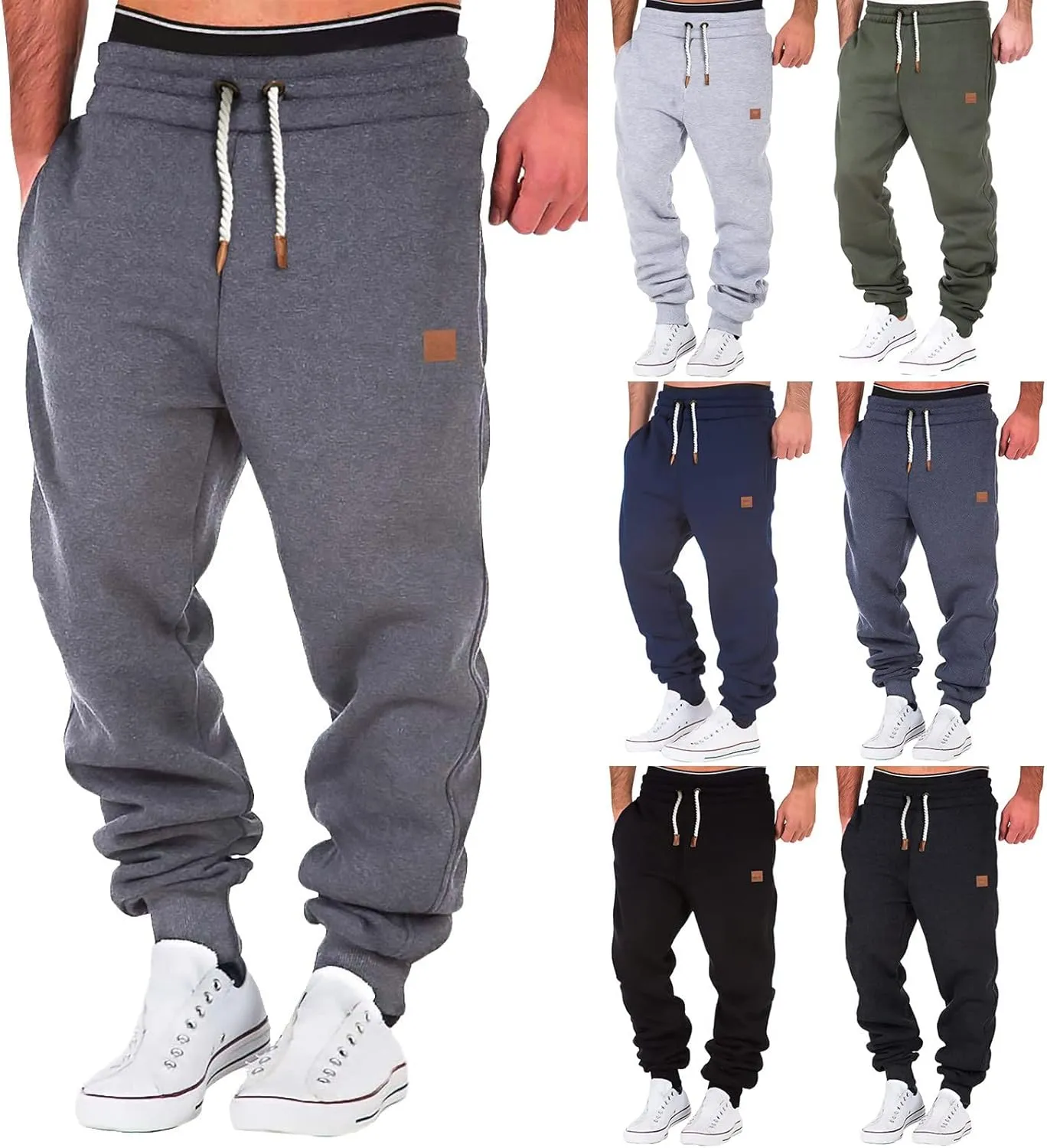 Sweatpants for Men with Pockets Pants Fitness Sports Trousers Men's Cargo Pants Big and Tall Men's Elastic Waist Work