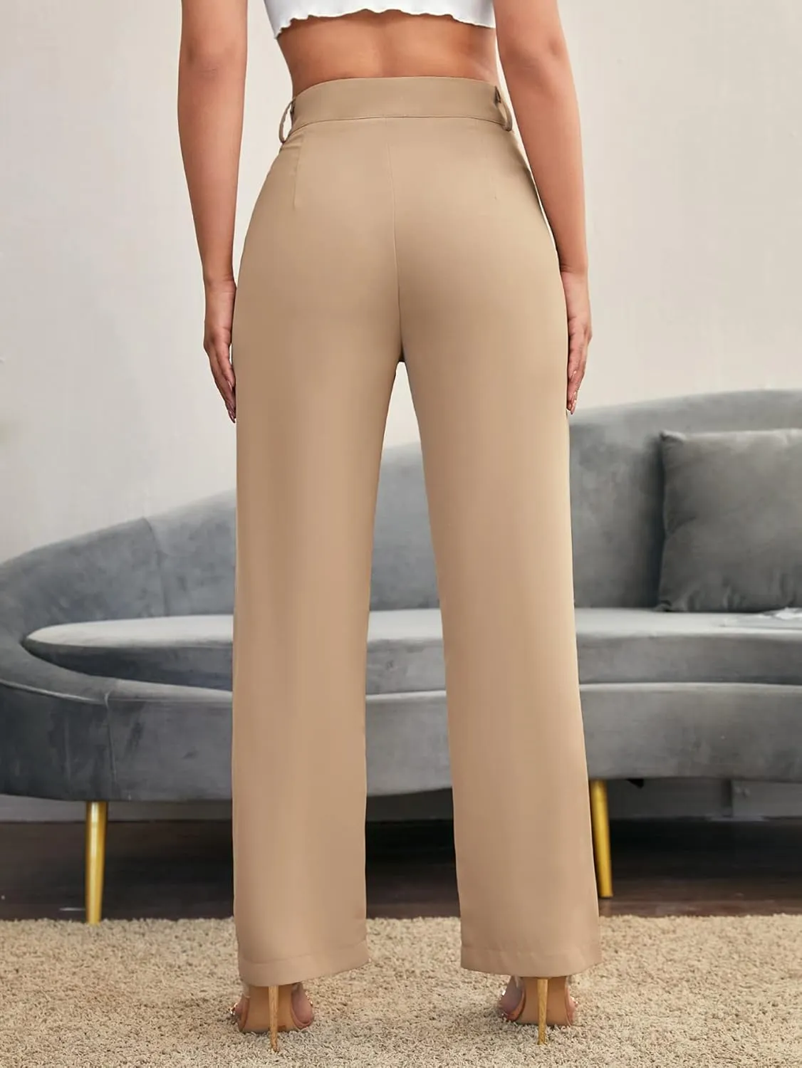 SweatyRocks Women's Elegant High Waist Solid Long Pants Office Trousers