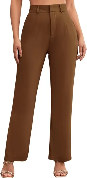 SweatyRocks Women's Elegant High Waist Solid Long Pants Office Trousers