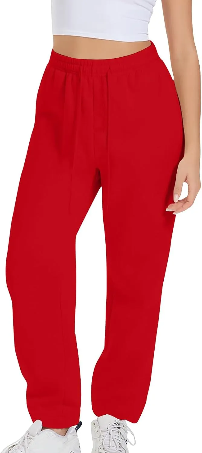 TARIENDY Women's High Waist Pants Casual Solid Color Sports Trousers Elastic-Lace-Up Sweatpants Comfy Long Pant with Pocket