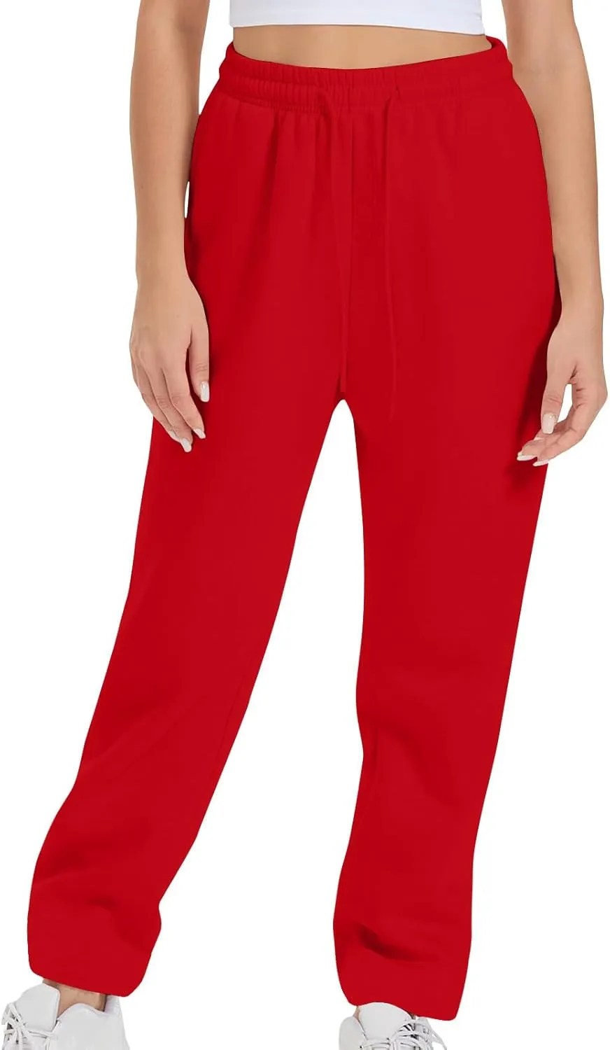 TARIENDY Women's High Waist Pants Casual Solid Color Sports Trousers Elastic-Lace-Up Sweatpants Comfy Long Pant with Pocket