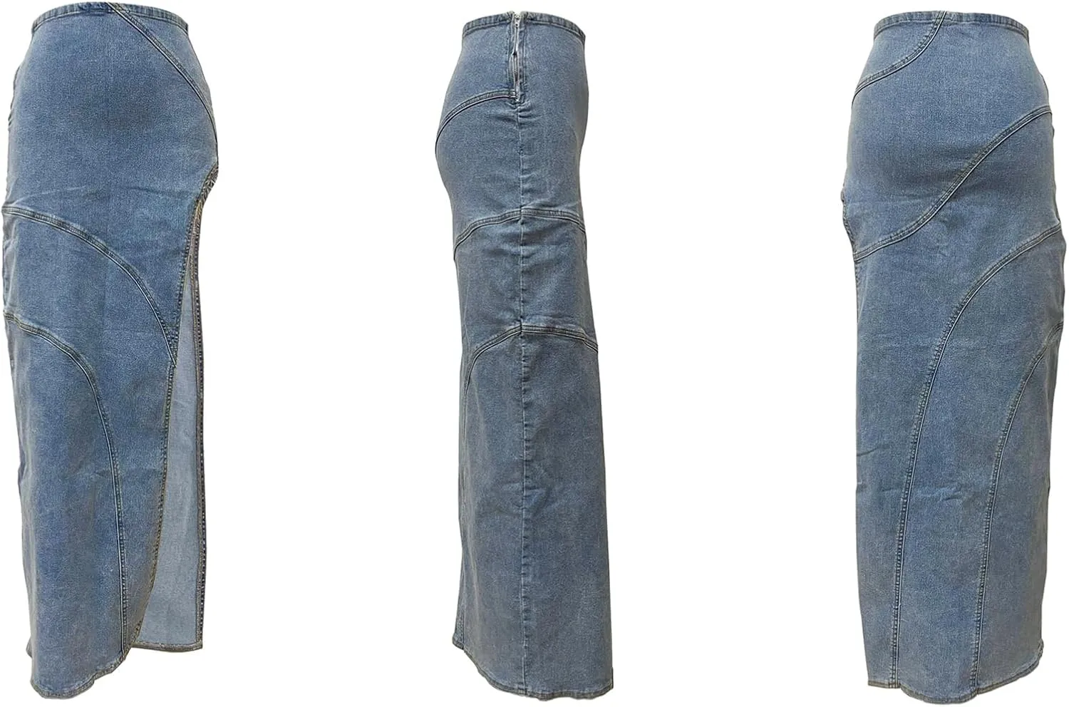 Tbahhir Long High Slit Skirt Denim for Women Tight High Waisted Jean Skirt Maxi Slim Fit Y2k Streetwear