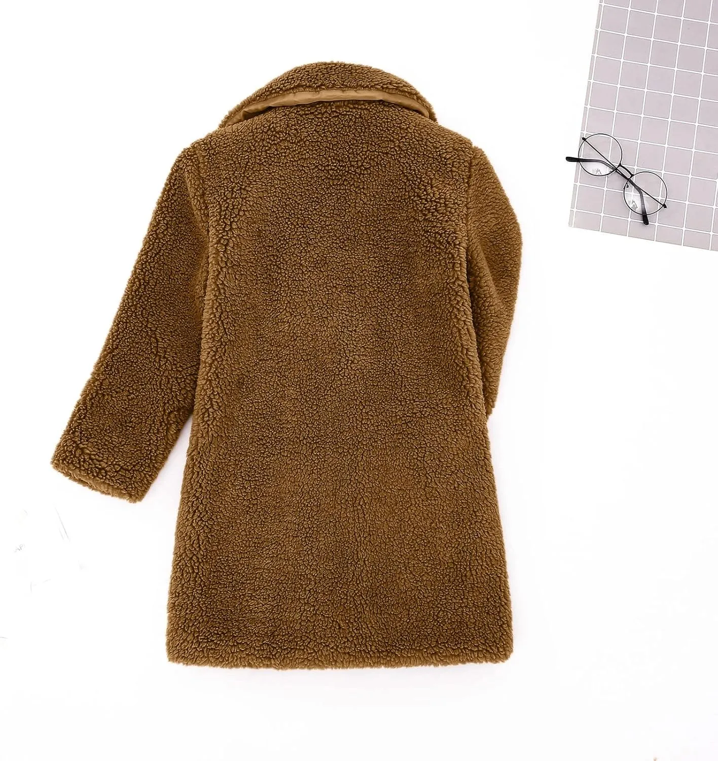 Toddler Baby Girls Faux Fur Jacket Coat Teddy Fleece Fuzzy Trench Coat Long Winter Coats Fluffy Snow Kids Jacket