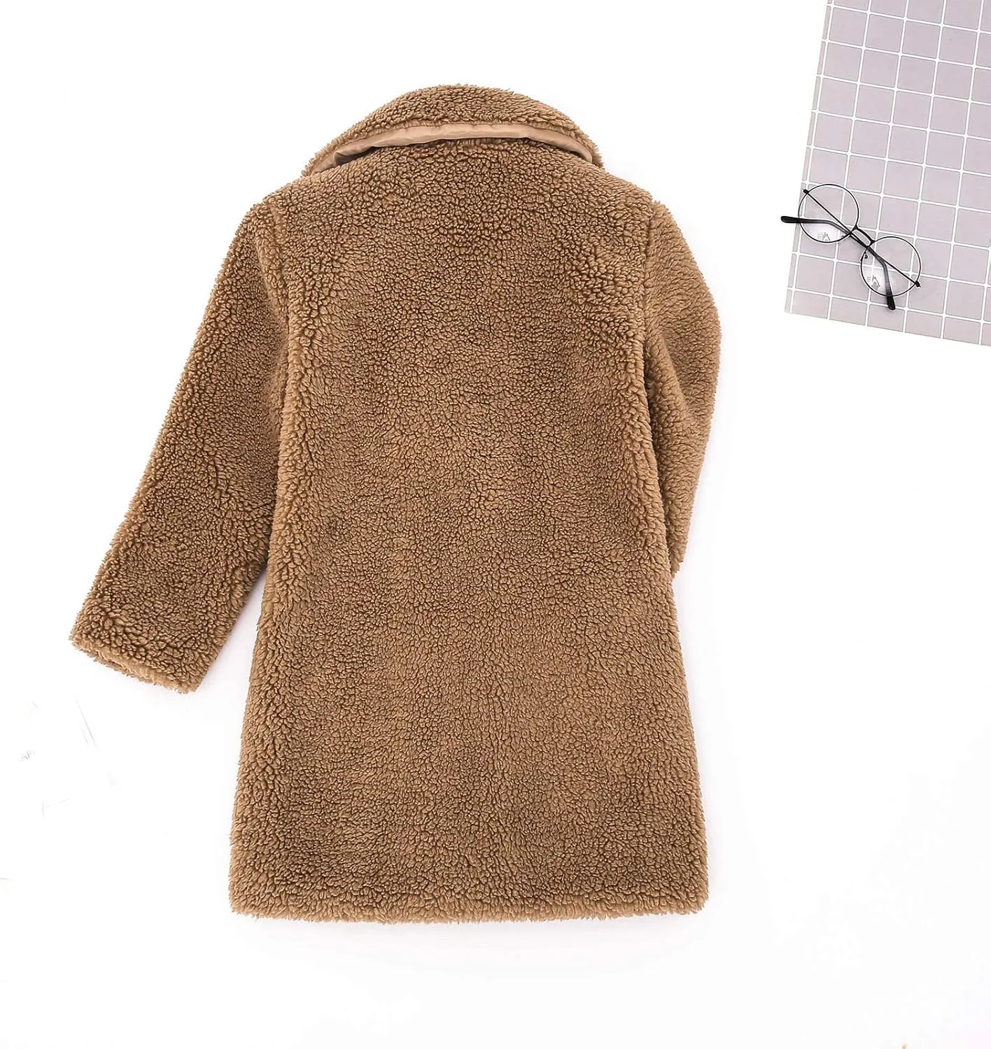 Toddler Baby Girls Faux Fur Jacket Coat Teddy Fleece Fuzzy Trench Coat Long Winter Coats Fluffy Snow Kids Jacket
