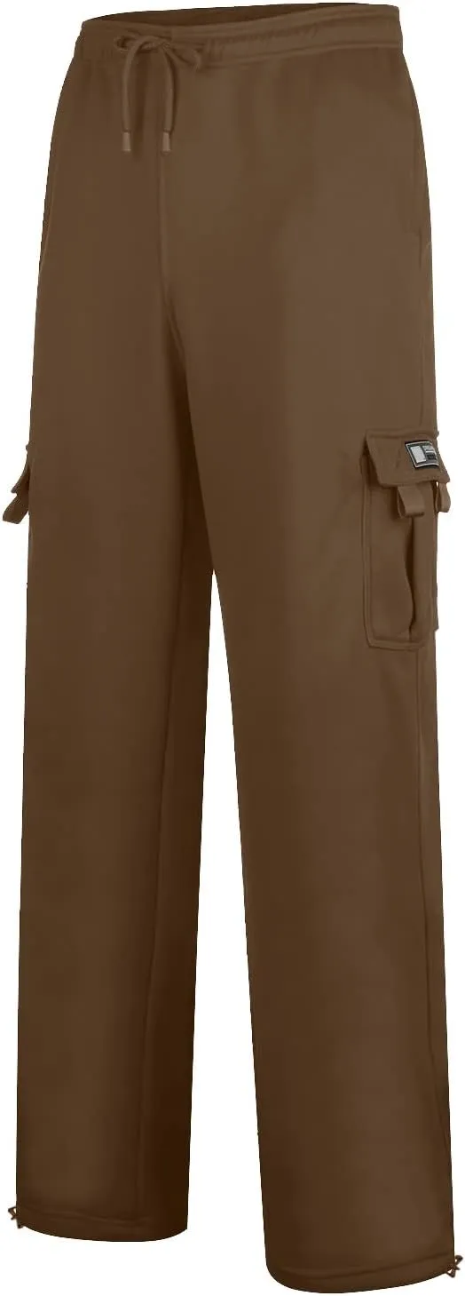 Vickyleb Cargo Pants for Men Black, Men's Fleece Running Sweatpants Athletic Warm Slim Fit Baggy Stretch Pant