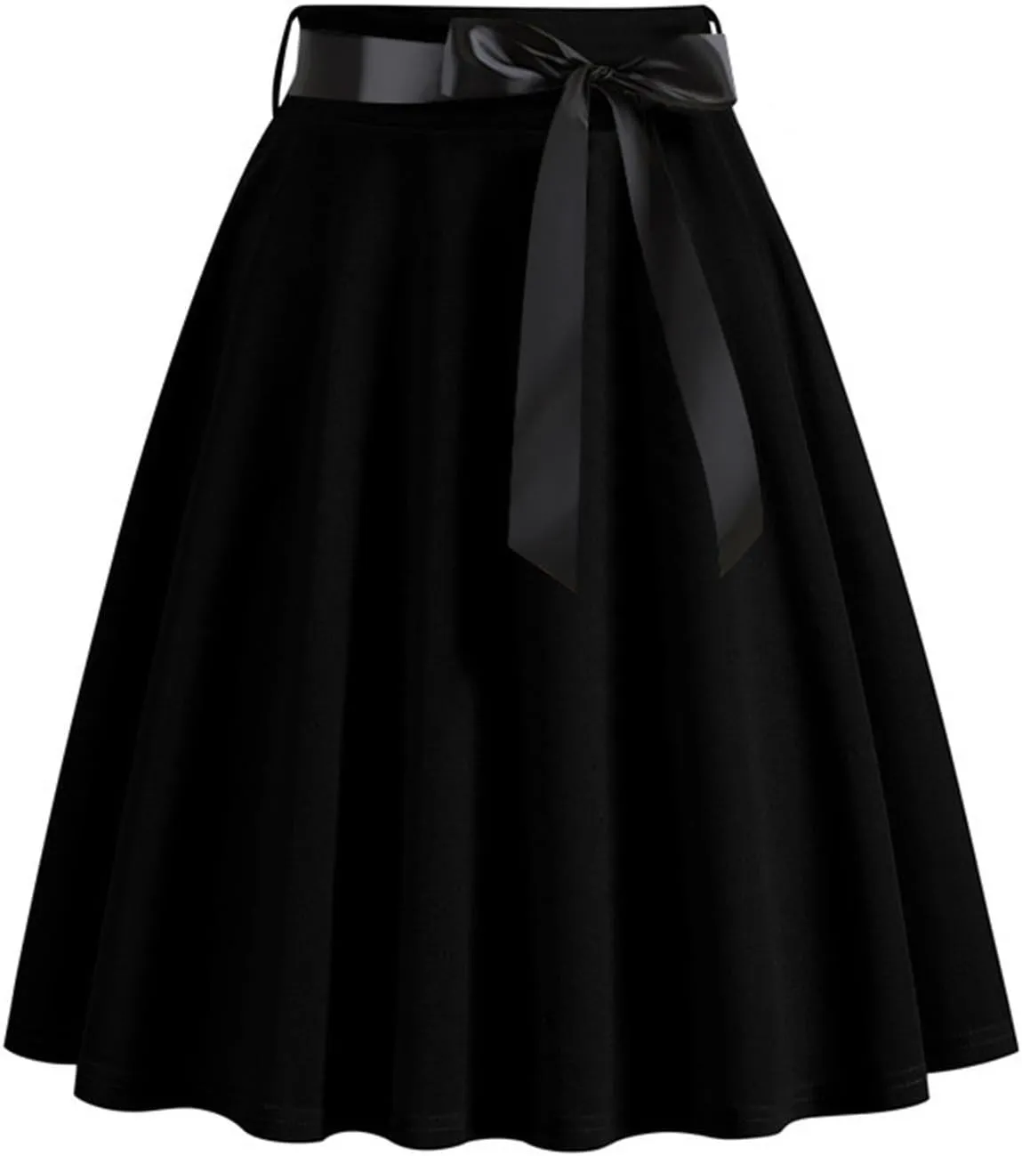 Vintage Skirts for Women Elastic High Waist Stretch Swing Party Skirt Pleated A Line Flared Midi Dress