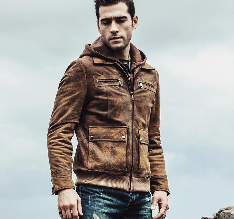 West Louis Retro Autumn Winter Genuine Leather Jacket