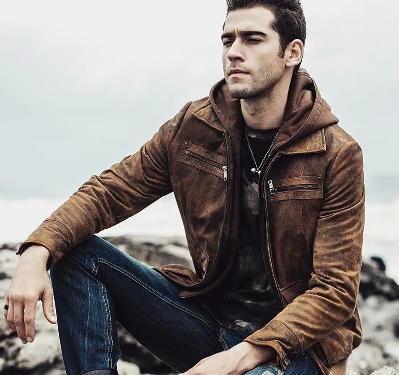 West Louis Retro Autumn Winter Genuine Leather Jacket