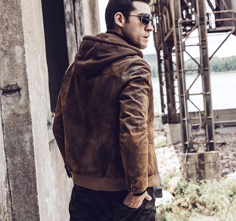 West Louis Retro Autumn Winter Genuine Leather Jacket