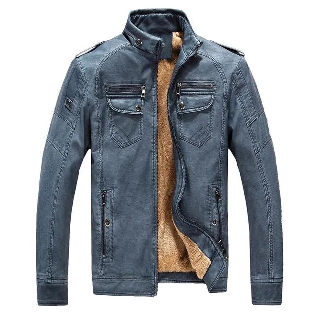 West Louis Winter Fashion PU Leather Jacket
