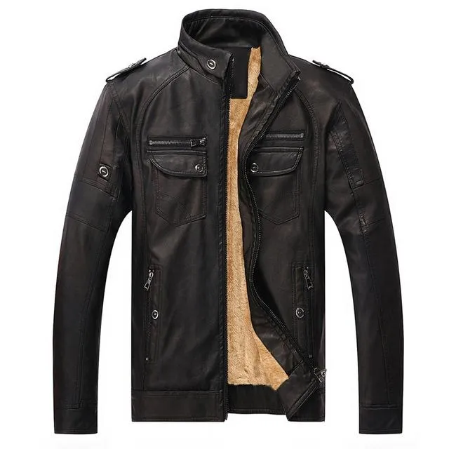 West Louis Winter Fashion PU Leather Jacket
