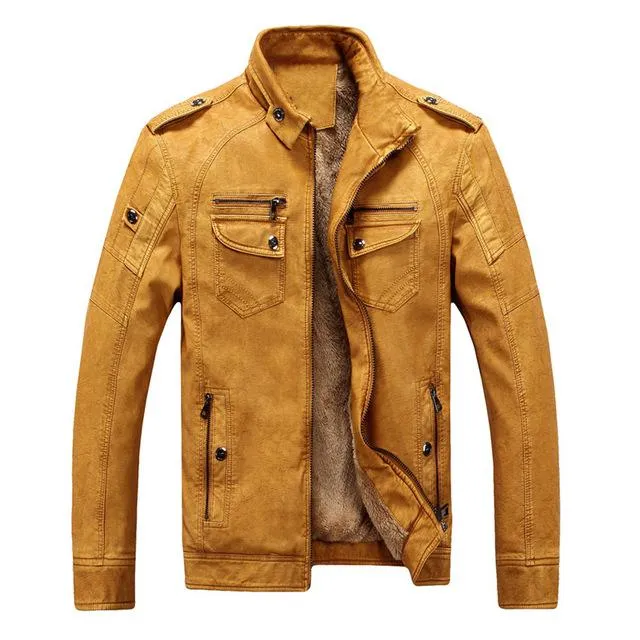 West Louis Winter Fashion PU Leather Jacket