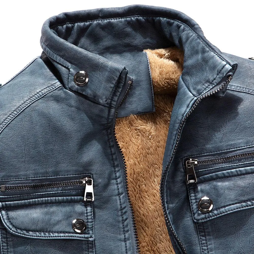 West Louis Winter Fashion PU Leather Jacket