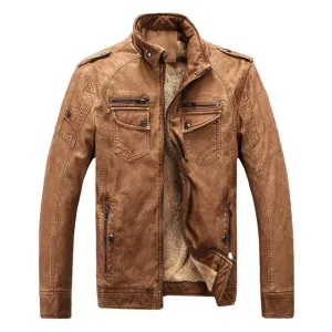 West Louis Winter Fashion PU Leather Jacket